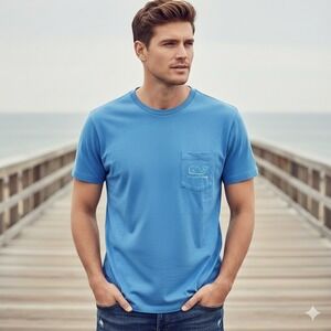 NWT Vineyard Vines Shirt Mens XXL Blue Short Sleeve Whale Pocket T-Shirt Graphic